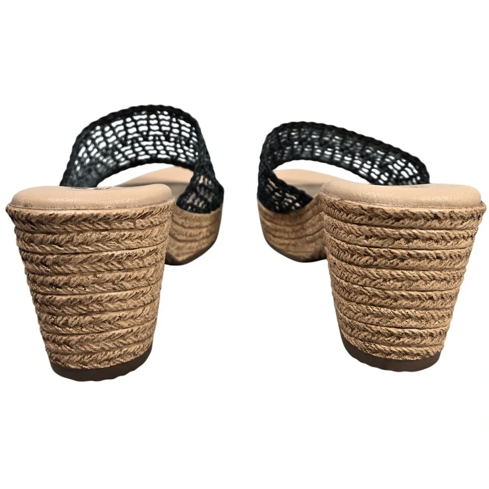 Cliffs by White‎ Mountain Biankka Platform Woven Slide Sandals Black 10 NIB